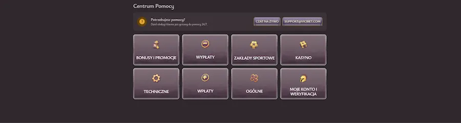 vicibet obsluga gracza